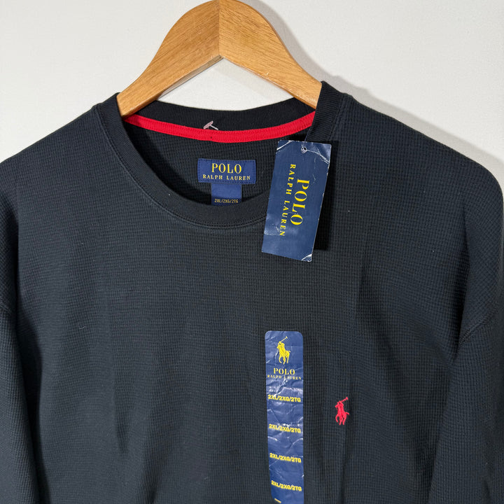 RALPH LAUREN POLO KNITWEAR LONG SLEEVES COTTON TSHIRT BRAND NEW BLACK COLOUR