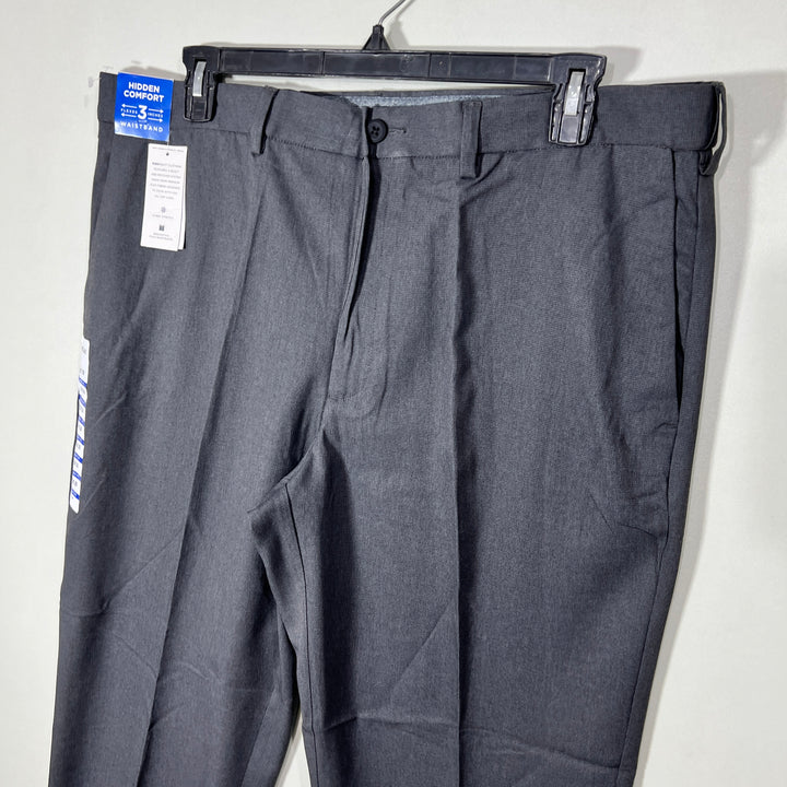 HAGGAR COOL RIGHT PERFORMANCE FLEX INNOVATIVE FLEX WAISTBAND 4 WAY STRETCH COOL & DRY CHARCOAL GREY TEXTURE DRESS PANT BRAND NEW
