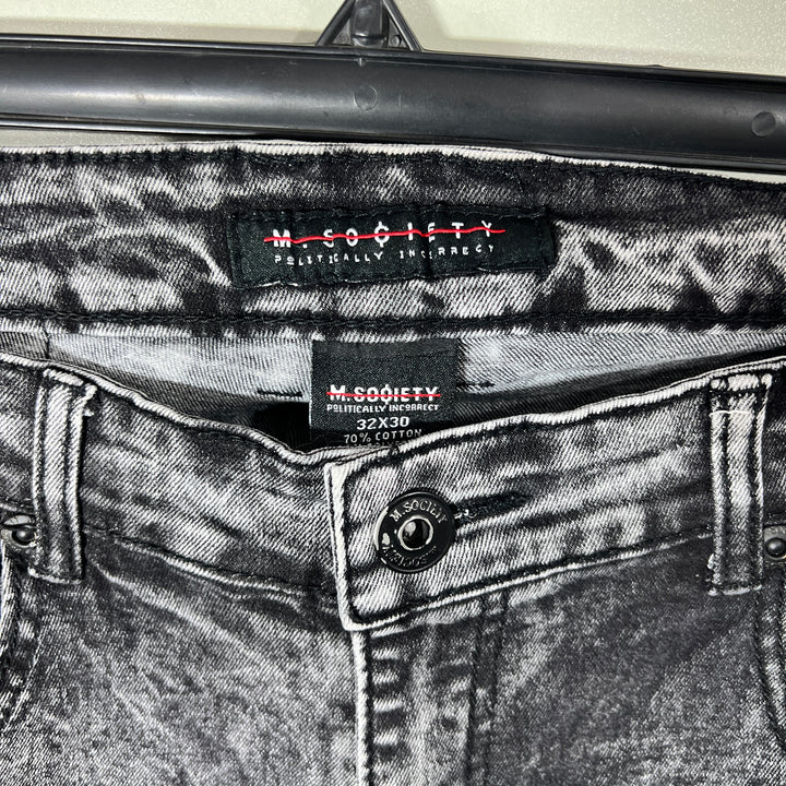 M SOQIETY SKINNY FIT RIPPED JEANS