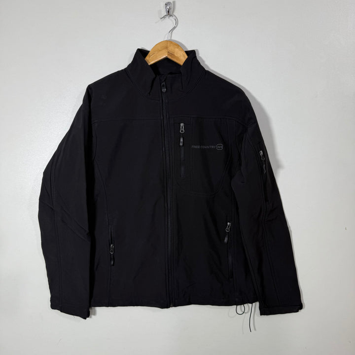FREE TECH SOFT SHELL WINDBREAKER JACKET INNER FLEECE BLACK COLOUR