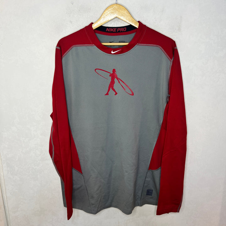 NIKE PRO FITTED LONG SLEEVES SPORT TSHIRT INNER FLEECE