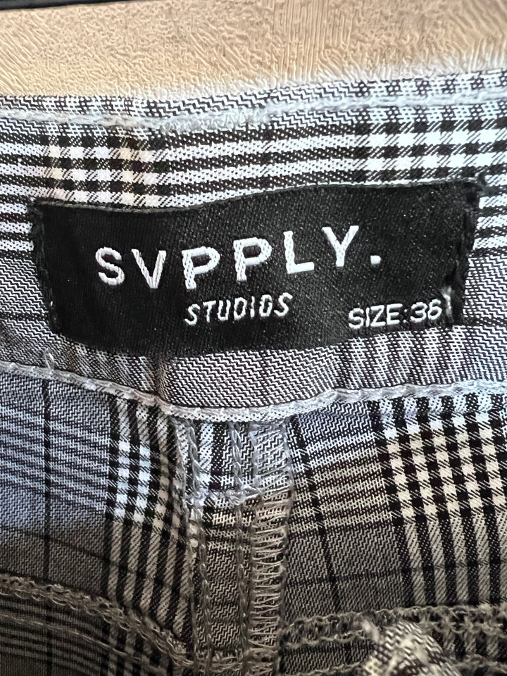 SUPPLY STUDIOS SKINNY FIT CHECKERED FORMAL DRESS PANT