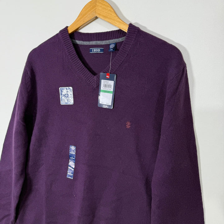 IZOD V NECK COTTON MACHINE WASHABLE KNITWEAR COTTON SWEATER BRAND NEW