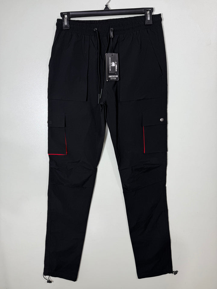 AMERICAN STITCH HYBRID PARACHUTE CARGO TROUSER BRAND NEW WITH STRETCH BLACK COLOUR