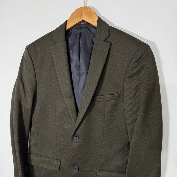 BOOHOOMAN SLIM FIT TEXTURED BLAZER GREEN COLOUR