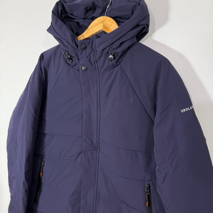 OROLAY HEATED DUCK DOWN PUFFER JACKET WITH HOOD BLUE COLOUR