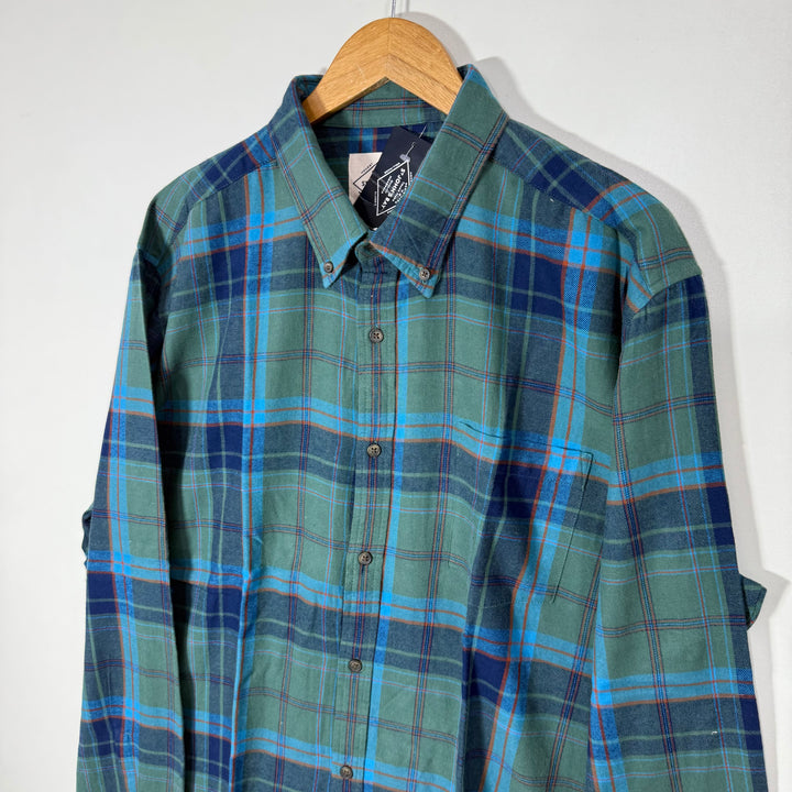 ST JHONS BAY BUTTON DOWN FLANNEL COTTON CHECKERED SHIRT BRAND NEW