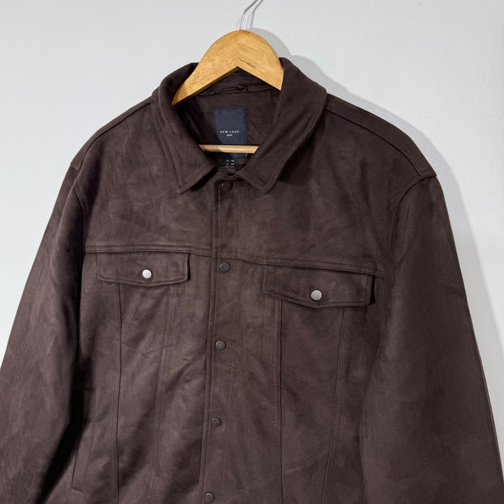 NEW LOOK MEN SUEDE LATHER JACKET BROWN JACKET