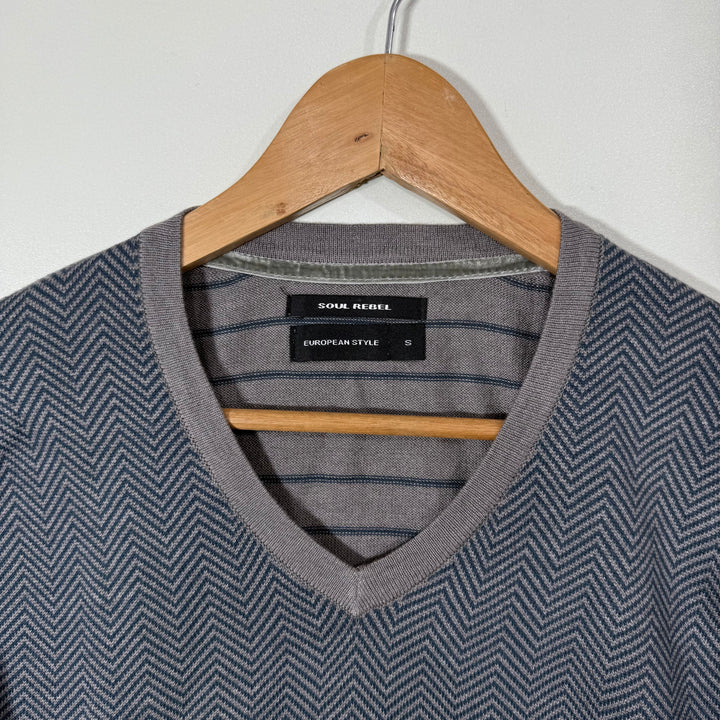 SOUL REBEL V NECK ARCYLIC COTTON SWEATER