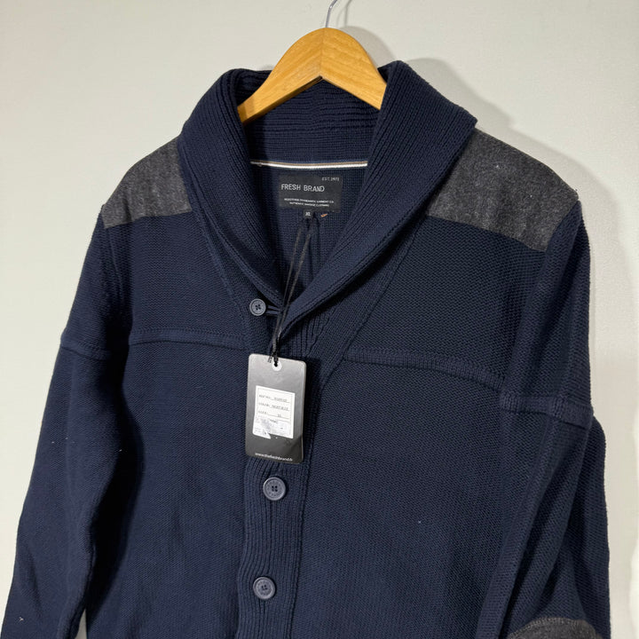 FRESH BRAND SHAWL COLLAR KNITWEAR SWEATER BRAND NEW BLUE COLOUR