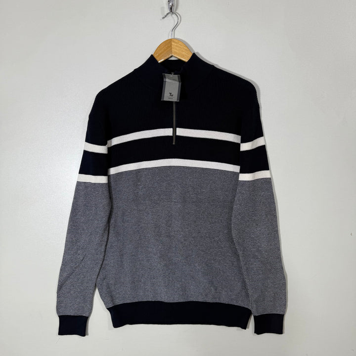TU MAN HALF ZIP KNITWEAR COTTON SWEATER BRAND NEW
