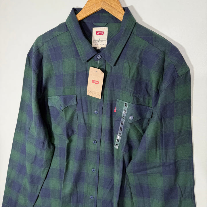LEVIS DOUBLE POCKETS FLANNEL COTTON CHECKERED SHIRT BRAND NEW