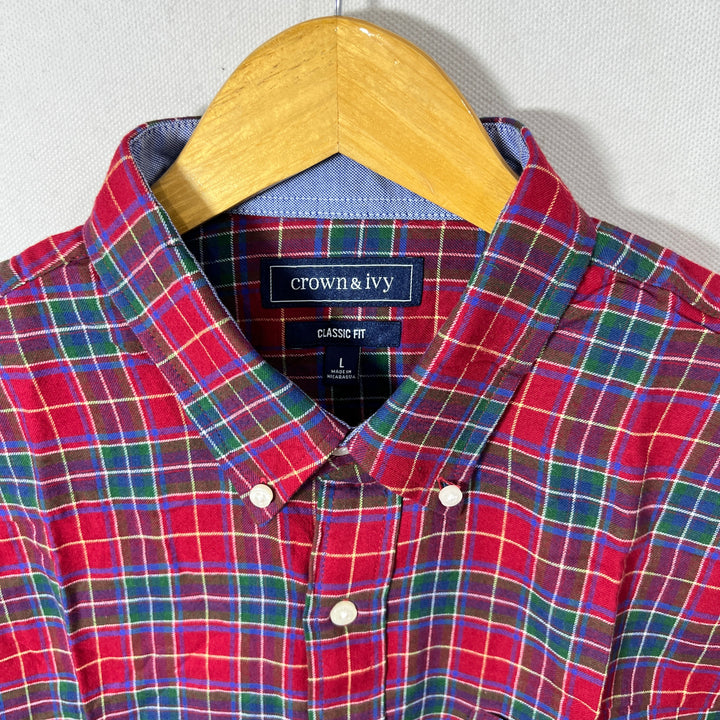 CROWN & IVY CLASSIC FIT BUTTON DOWN FLANNEL SHIRT BRAND NEW
