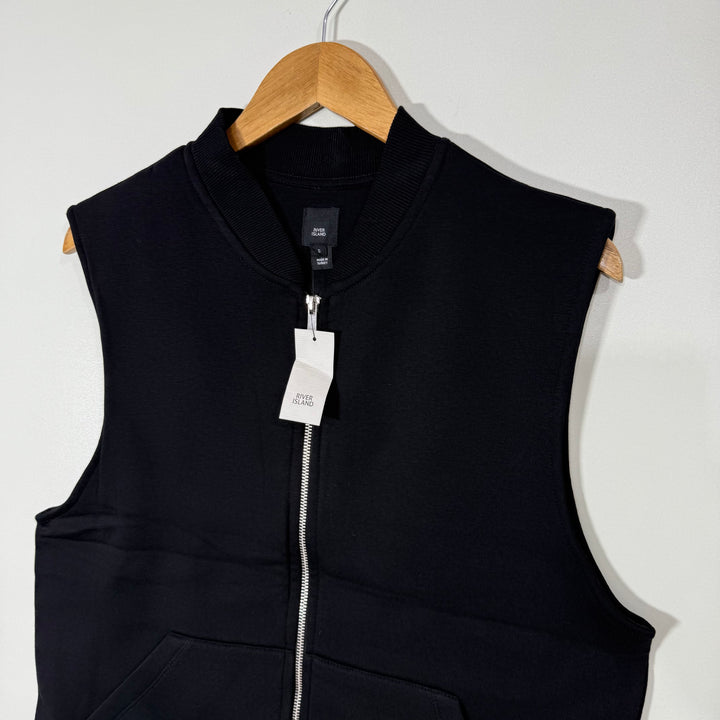 RIVER ISLAND SLEEVES LESS FLEECE JACKET BRAND NEW BLACK COLOUR