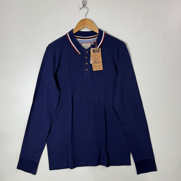 BRAVE SOUL LONDON BUTTON DOWN LONG SLEEVES COTTON POLO TSHIRT BRAND NEW