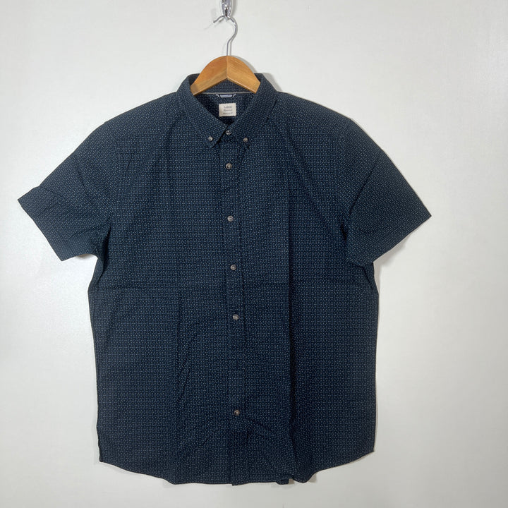 DENIM & FLOWER BUTTON DOWN HALF SLEEVES SHIRT