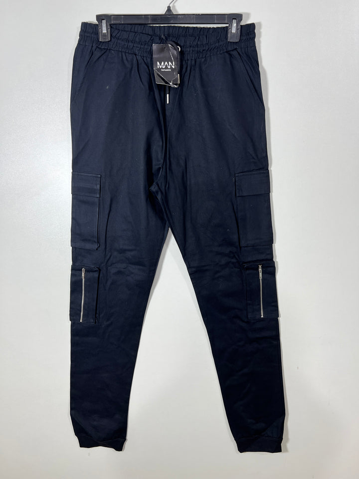 BOOHOOMAN COTTON CARGO JOGGER PANT BRAND NEW WITHOUT STRETCH BLACK COLOUR