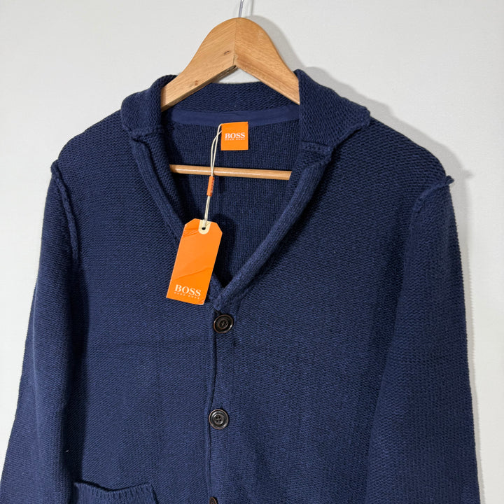 HUGO BOSS CARDIGAN COTTON SWEATER BRAND NEW BLUE COLOUR