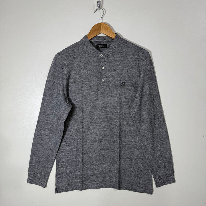 ZARA BEN COLLAR LONG SLEEVES COTTON TSHIRT