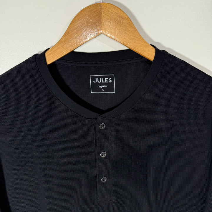 JULES HENLEY COLLAR LONG SLEEVES COTTON TSHIRT