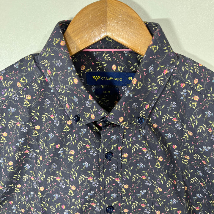 CARAVAGGIO BUTTON DOWN PRINTED CASUAL COTTON SHIRT