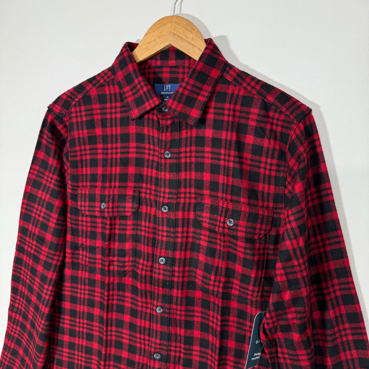 GEORGE BUTTON DOWN DOUBLE POCKETS FLANNEL COTTON SHIRT BRAND NEW
