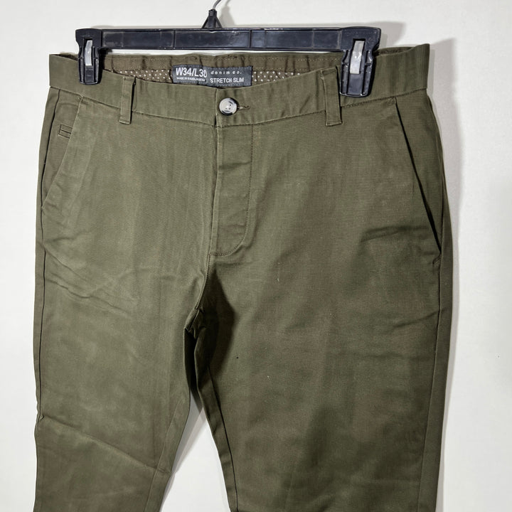 DENIM & CO SLIM FIT COTTON CHINO PANT WITH STRETCH