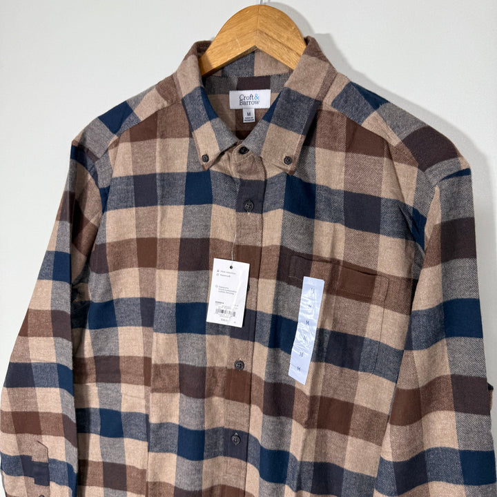 CROFT & BARROW BUTTON DOWN CHECKERED FLANNEL  SHIRT BRAND NEW