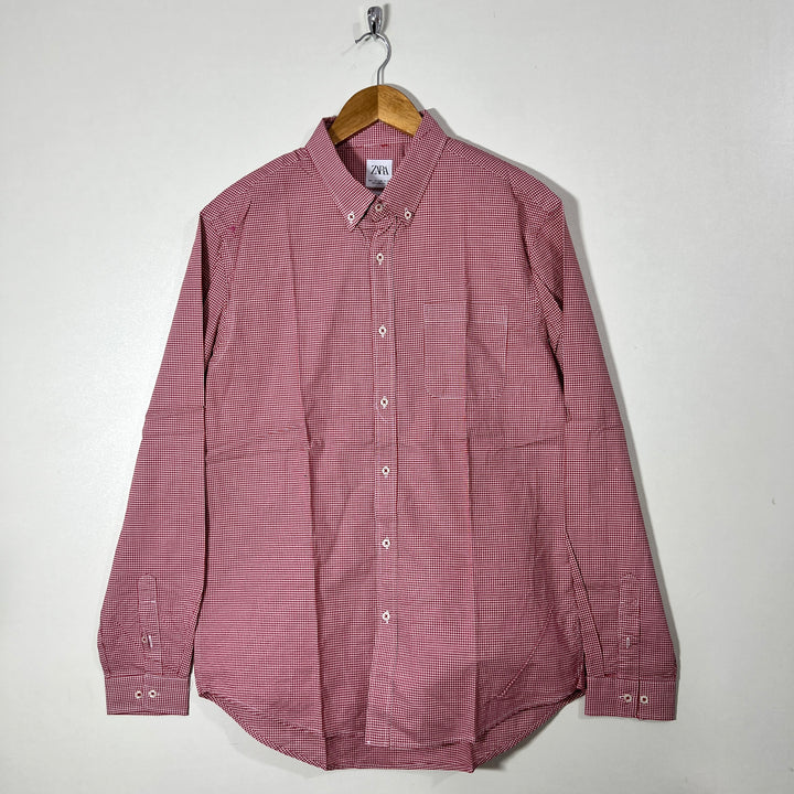 ZARA RELAXED FIT BUTTON DOWN CHECKERED SHIRT