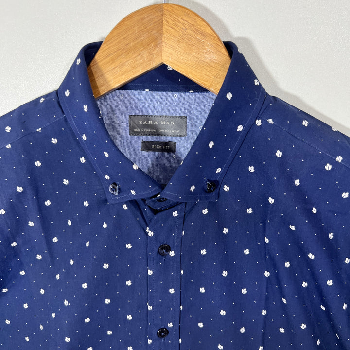 ZARA SLIM FIT BUTTON DOWN CASUAL COTTON SHIRT