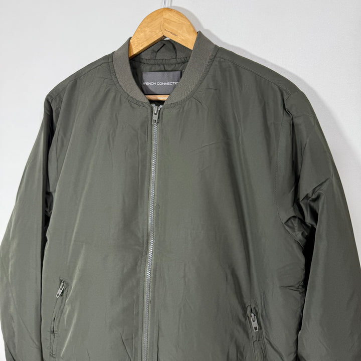FRENCH CONNECTION BEN COLLAR BOMBER JACKET GREEN COLOUR