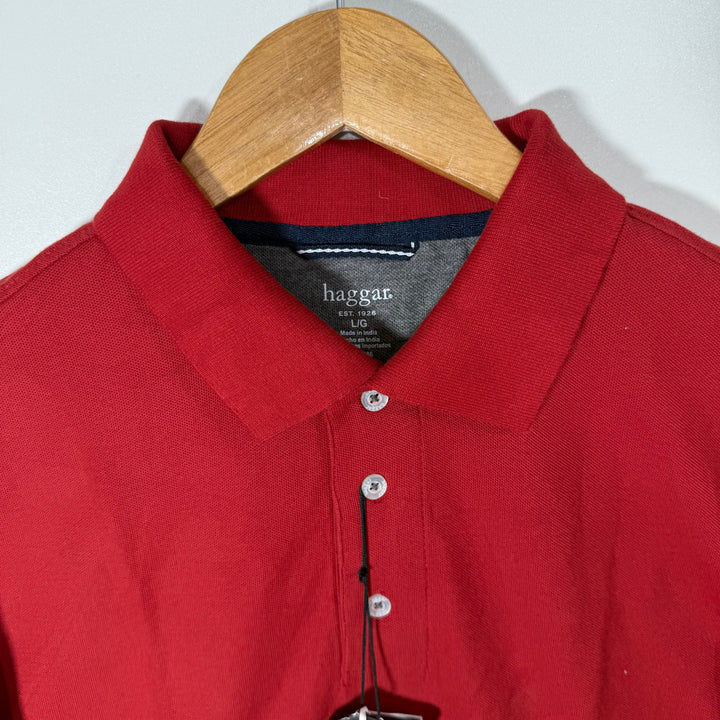 HAGGAR LONG SLEEVES COTTON POLO TSHIRT BRAND NEW