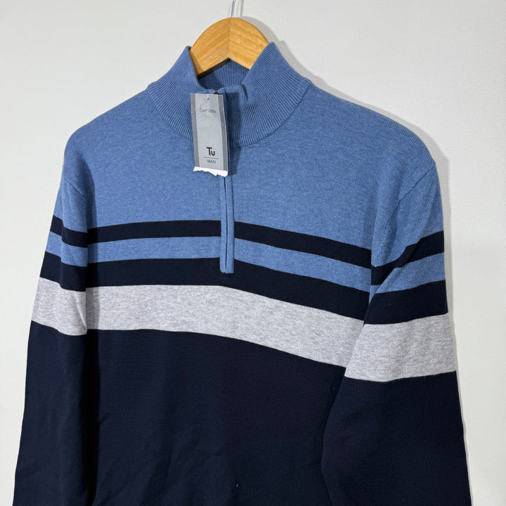 TU MAN HALF ZIP COTTON SWEATER BRAND NEW