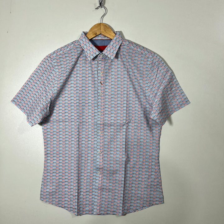 RED PRINTED HALF SLEEVES SHIRT