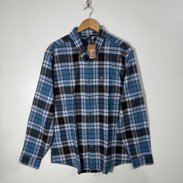 EDDIE BAUER BUTTON DOWN FLANNEL COTTON CHECKERED SHIRT BRAND NEW