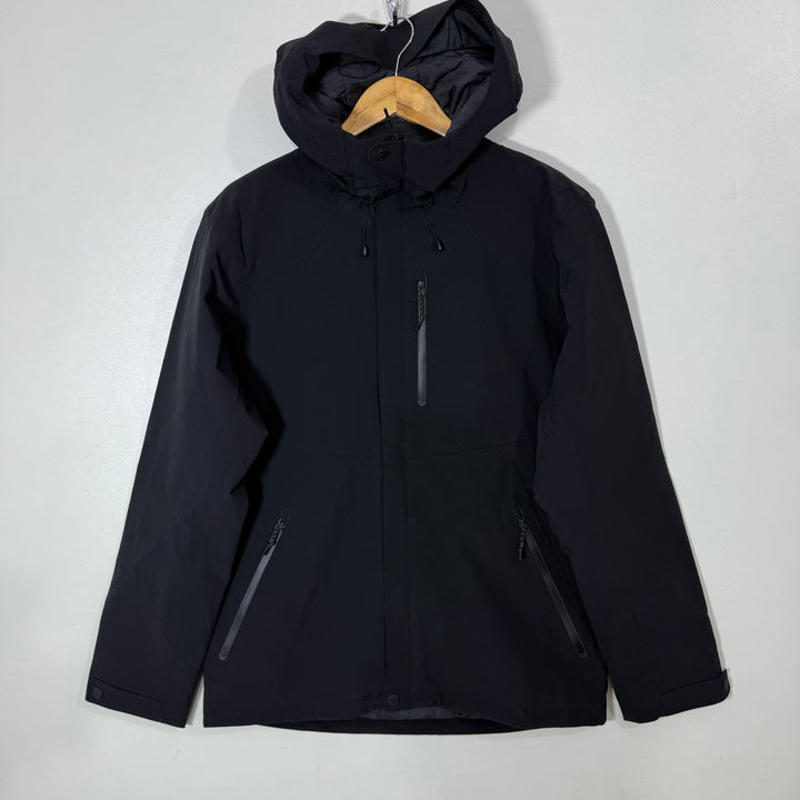 ICE BREAKER MERINO WOOL WINDBREAKER JACKET WITH HOOD BLACK COLOUR