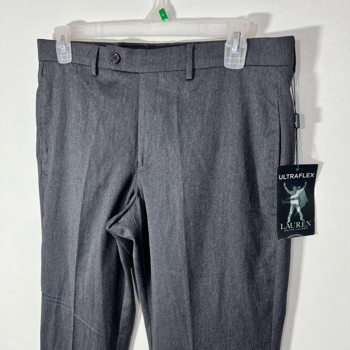 RALPH LAUREN POLO ULTRA FLEX STRAIGHT FIT TEXTURED DRESS PANT BRAND NEW WITH STRETCH GREY COLOUR