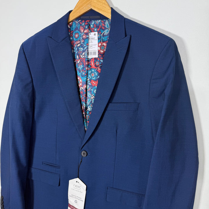 NEXT TAILORED FIT WOOLMARK WOOL RICH BLEND FOUR WAY STRETCH BLAZER BRAND NEW BLUE COLOUR