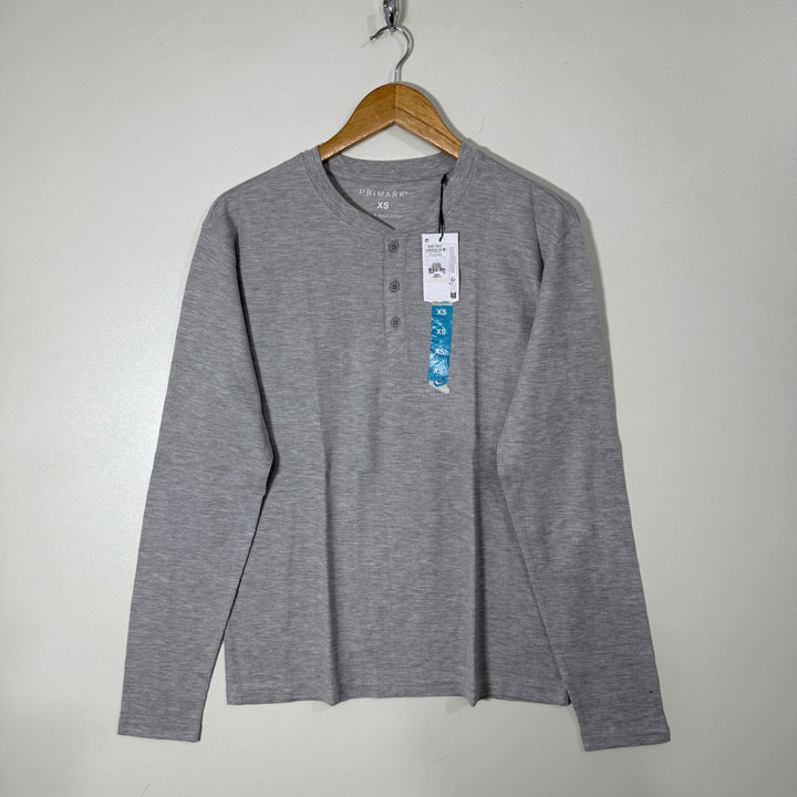 PRIMARK HENLEY COLLAR LONG SLEEVES KNITWEAR COTTON TSHIRT BRAND NEW