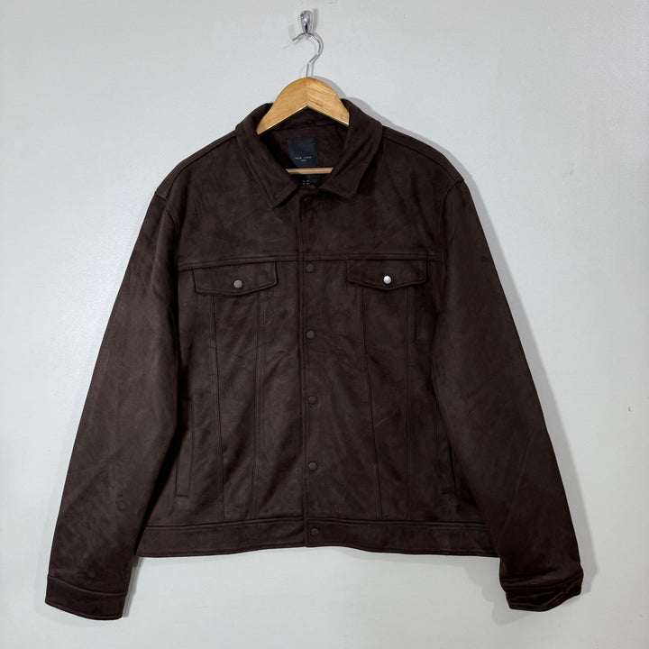 NEW LOOK MEN SUEDE LATHER JACKET BROWN JACKET