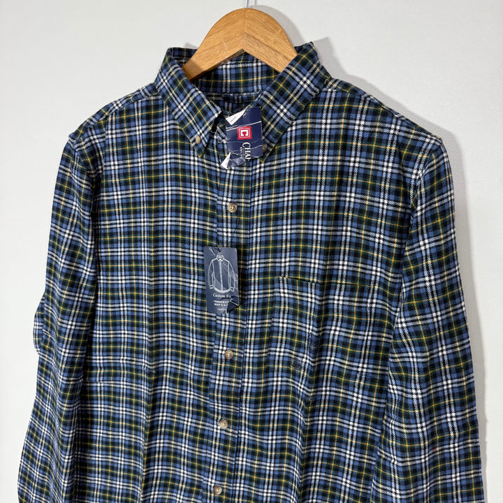 CHAPS BUTTON DOWN FLANNEL COTTON CHECKERED SHIRT BRAND NEW