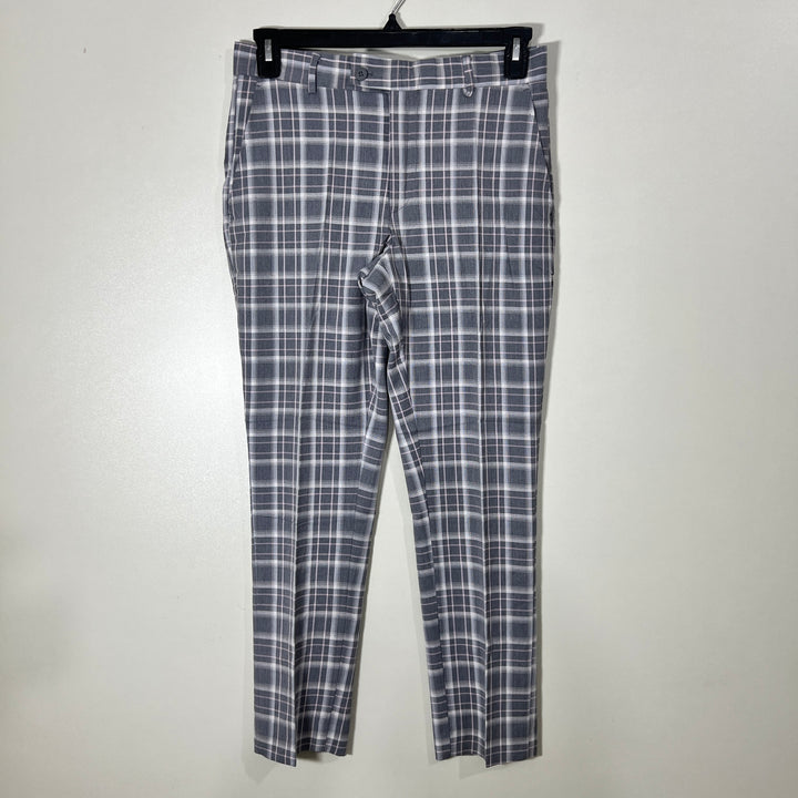 BOOHOO MAN CHECKERED SLIM FIT DRESS PANT WITH STRETCH
