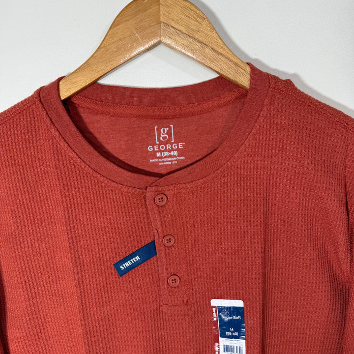 GEORGE HENLEY COLLAR KNITWEAR LONG SLEEVES COTTON TSHIRT BRAND NEW