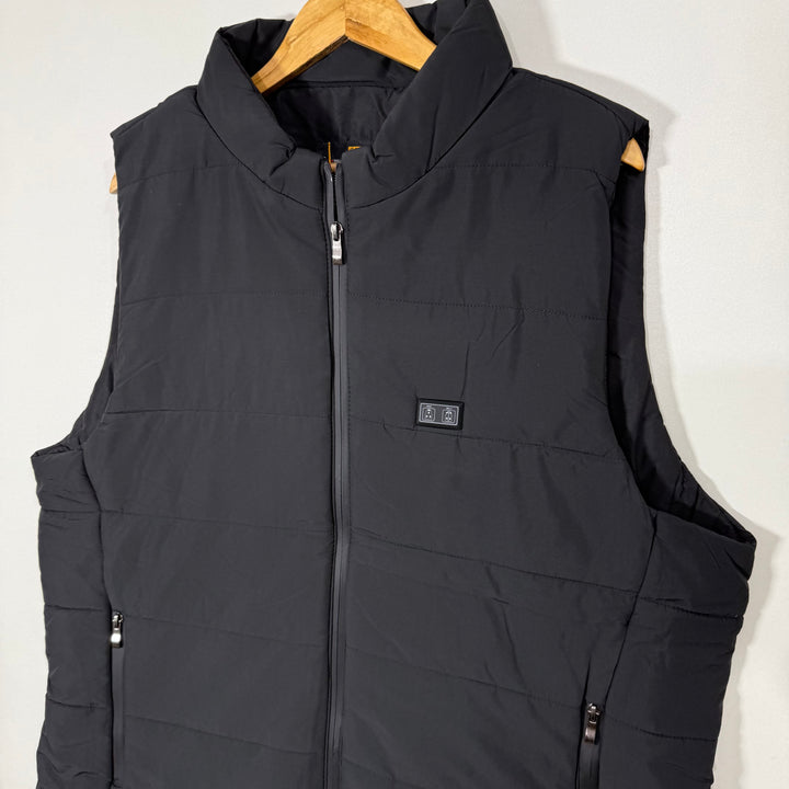 HEATED USB HEATED PACKABLE SLEEVES LESS PUFFER JACKET BLACK COLOUR