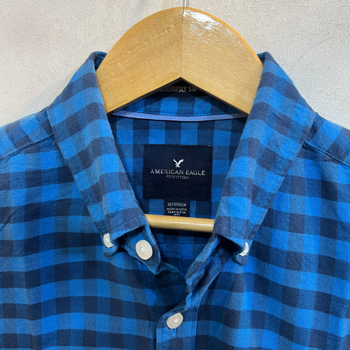 AMERICAN EAGLE SERIOUSLY SOFT BUTTON DOWN CHECKERED SHIRT