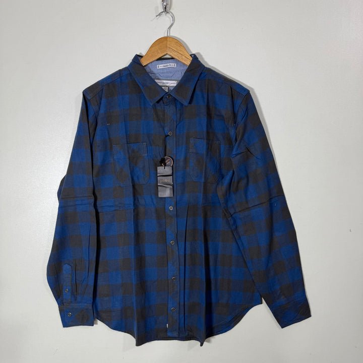 PD&CO CLASSIC FIT DOUBLE POCKETS FLANNEL COTTON CHECKERED SHIRT BRAND NEW