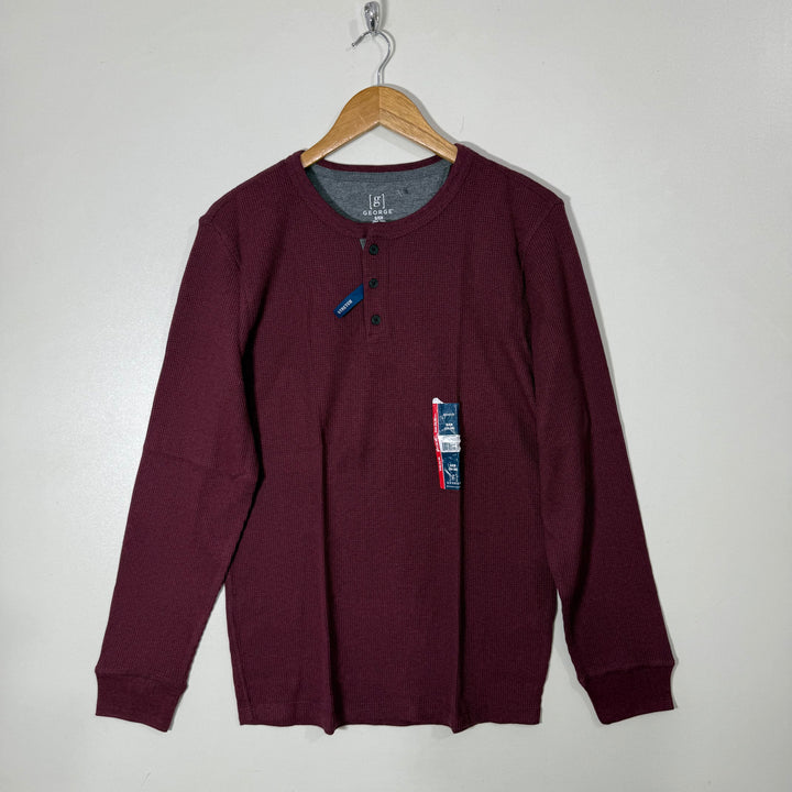 GEORGE HENLEY COLLAR LONG SLEEVES KNITWEAR COTTON TSHIRT BRAND NEW