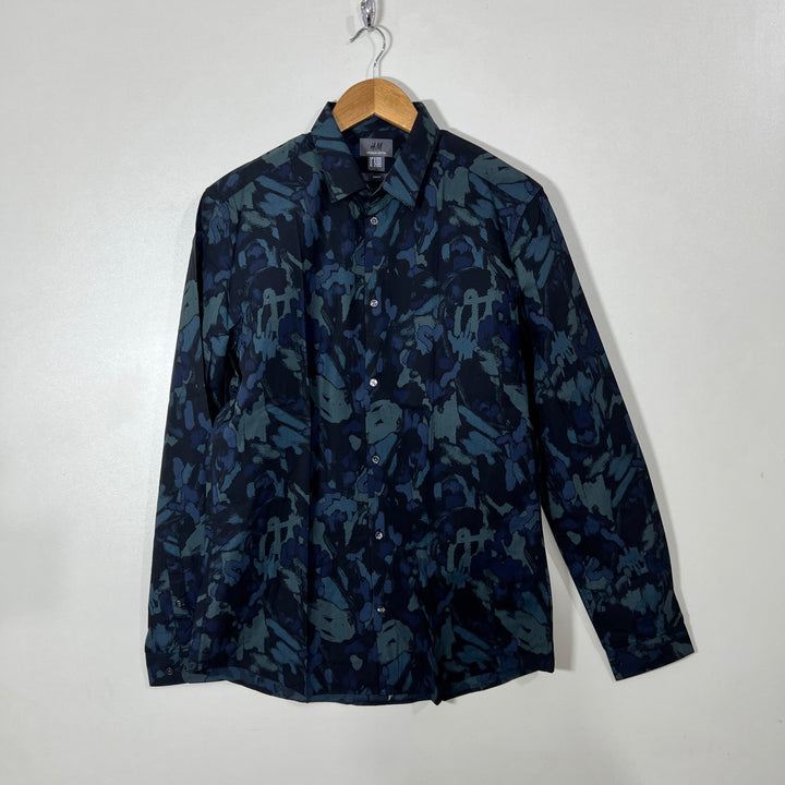 H&M SLIM FIT CAMOUFLAGE COTTON SHIRT