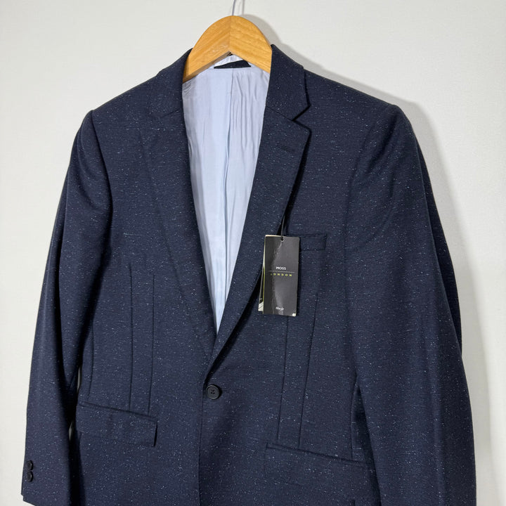 MOSS LONDON TEXTURED WOOL SLIM FIT SUIT BRAND NEW NAVY BLUE COLOUR