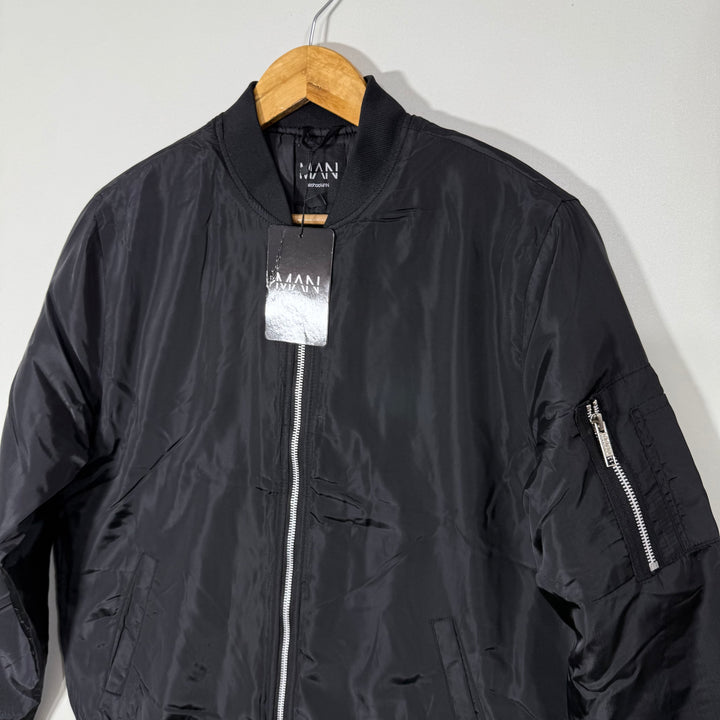 BOOHOOMAN BEN COLLAR BOMBER JACKET BRAND NEW BLACK COLOUR